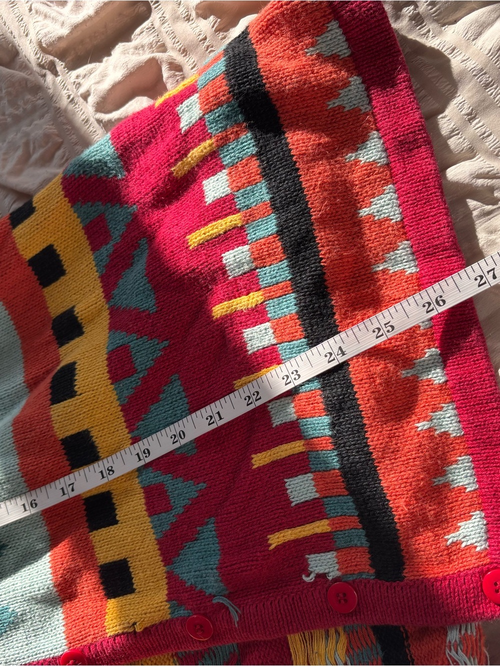 Multicolor Patterned Button-Up Sweater Cardigan 1X - Picture 8 of 8